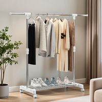 友利特 YLT-8016 室内伸缩晾衣架 落地移动单杆式 小折叠凉挂 60x140cm 蓝白色 无轮