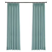 铭聚布艺（MINGJU） 窗帘 全遮光窗帘成品窗帘布遮阳帘 涤塔夫淡绿挂钩式2.0*2.0单片 全遮光淡绿2.0宽*2.0高1片(送钩)