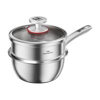 康巴赫(KBH)奶锅不粘锅加厚食品级不锈钢无涂层辅食锅三层复底炉灶通用16cm 德式奶锅 16cm