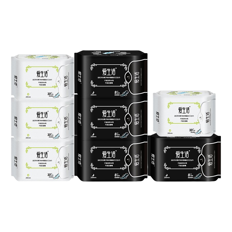 爱生活日用夜用整箱组合装卫生巾72片*1组超薄亲肤防漏姨妈巾