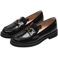 明星同款73hours女鞋时钟快走季圆头饰扣舒适乐福鞋女