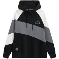 特步 连帽男卫衣保暖宽松套头衫拼接复古抗起球功能卫衣