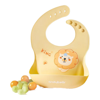爱贝迪拉宝宝吃饭围兜婴儿硅胶辅食防水围嘴小孩儿童口水喂饭兜兜防脏 【3D立体加大款】里瑟萌狮