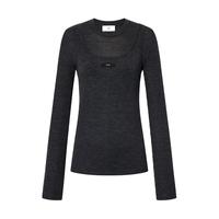 MO&Co./摩安珂 细支绵羊毛 女士针织衫套装 深花灰色 L /170
