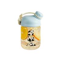 卡罗特原创熊猫玻璃杯女生可爱吸管杯茶水分离耐高温高硼硅水杯子 知足大熊猫玻璃杯-蓝色