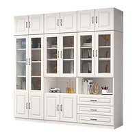 汐畔一居【包安装】实木书柜书架组合现代简约带玻璃门书橱储物柜 A款长80cm 不带顶柜