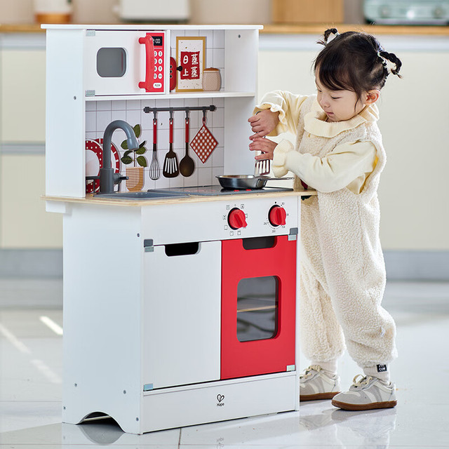 Hape 过家家玩具 木质美食家大厨房超市小卖铺货架  男女孩儿童 喜乐时光美食厨房 3-8Y