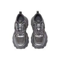 百思图2025秋季老爹鞋时尚运动厚底增高女休闲鞋B7022CM5 灰色 36