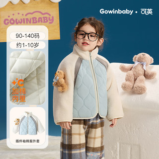 可英 GOWINBABY童装女童棉服卡通2025冬季款小女孩加厚宽松棉衣女宝防风保暖外套 蓝色 120 （适合身高110cm-120cm）