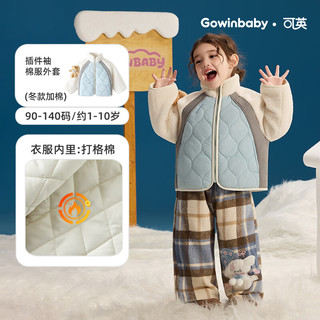 可英 GOWINBABY童装女童棉服卡通2025冬季款小女孩加厚宽松棉衣女宝防风保暖外套 蓝色 120 （适合身高110cm-120cm）
