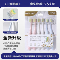 RAOYI 山姆同款护龈软毛牙刷山形凸面刷毛成人宽头牙刷家庭装 宽头软毛护龈家庭装 6支