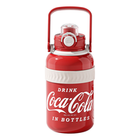 NONOO可口可乐联名大容量保温圆圆桶大肚杯吨桶男女潮酷吸管保温杯 可乐红 850ml