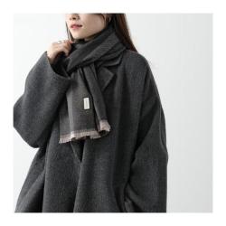 GUCCI 拼色条纹100%羊毛保暖围巾披肩