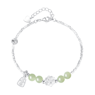 PLUS会员：周大生 福运莲莲碎银子和田玉手链纯银