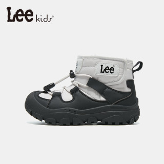 LEE KIDS童鞋冬季儿童雪地靴加绒防滑棉靴女童棉鞋子男大童防水中筒靴 黑灰 36 【内长23.5cm适合脚长22.5-23.0cm】