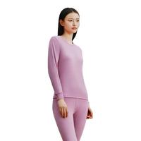 THREEGUN/三枪 纯棉抗静电 女士保暖内衣套装 紫府红 L