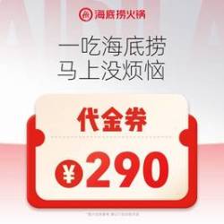 海底捞 290元代金券|限1张