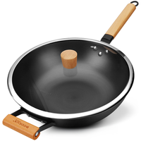 法国铂帝斯铸铁炒锅不易生锈无涂层家用炒菜锅32cm电磁炉燃气通用