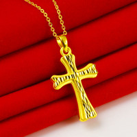 千影 CINYIN 9999黄金项链吊坠 十字架链子素金套链  4.73