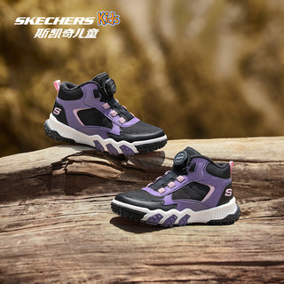 Skechers斯凯奇儿童靴子冬季女童户外防滑耐磨加绒保暖舒适运动鞋 【加绒保暖】黑色/粉红色/BKPK 38码