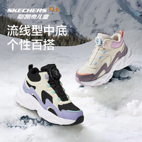 Skechers斯凯奇踏浪绒绒靴儿童冬季靴子舒适保暖女童旋钮运动鞋
