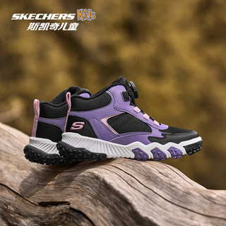 Skechers斯凯奇儿童靴子冬季女童户外防滑耐磨加绒保暖舒适运动鞋 【加绒保暖】黑色/粉红色/BKPK 38码