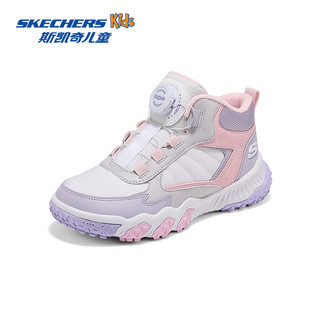 Skechers斯凯奇儿童靴子冬季女童户外防滑耐磨加绒保暖舒适运动鞋 【加绒保暖】黑色/粉红色/BKPK 38码