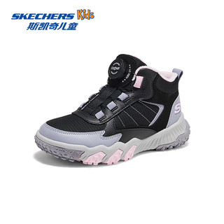 Skechers斯凯奇儿童靴子冬季女童户外防滑耐磨加绒保暖舒适运动鞋 【加绒保暖】黑色/粉红色/BKPK 38码