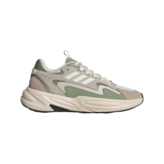 adidas 「波波鞋」OZWAVE厚底休闲老爹鞋男女阿迪达斯轻运动 奇妙白/帐篷绿/米色   36