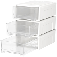 空间专家 SPACEXPERT 衣物收纳箱抽屉收纳盒储物箱 5L透白 3个装 【透白5L】27*19*10cm