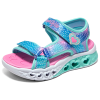 Skechers斯凯奇女童凉鞋夏季魔术贴闪灯儿童鞋软底大童休闲沙滩鞋303105L 32