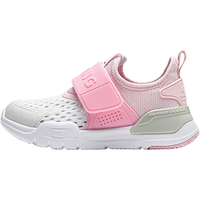李宁 LI-NING童鞋儿童运动鞋女小童减震透气大网孔一脚蹬休闲鞋31YKNU040-4 标准白/樱花粉/甜杏粉-大网孔