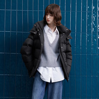 三彩三彩2024冬季极寒保暖白鹅绒外套羽绒服连帽面包服女版 乌黑色 S (155/80A)