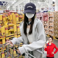 翊尚美棉质卫衣女2025年夏季新款宽松休闲纯色外套小个子开衫外穿上衣 白灰色 【云感软糯透气款】 M 【推荐101-120斤】