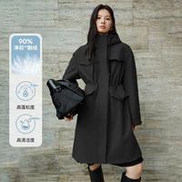艾莱依 【城市猎装】25款学院风收腰工装羽绒服女中长款连帽鹅绒服外套