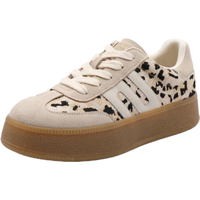 百丽（Belle）周雨彤同款板栗复古德训鞋女2025增高厚底板鞋A4L1DAM6 【周雨彤同款】杏色豹纹 38 38 (240mm)