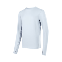 移动端、京东百亿补贴：京东京造 秋冬男户外徒步超轻长袖弹力舒适合体吸汗速干长T恤 浅雾灰