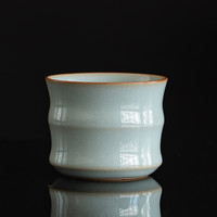 廷怀汝瓷茶杯 廷怀窑 陶瓷功夫茶杯品茗杯主人杯单杯汝州汝窑开片杯 天青竹节杯