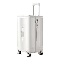 稻草人拉杆箱女时尚旅行耐用登机箱大容量多功能万向轮行李箱 米白【双层防爆拉链+密码锁+轻音减震轮】 【行李箱】26寸Max加厚加深-大幅扩容≈常规款28寸