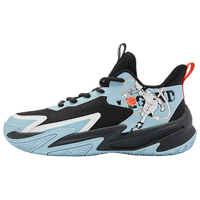 乔丹QIAODAN男童大童篮球鞋2025秋季童鞋儿童系带球鞋防滑运动鞋 黑色/月牙蓝 38