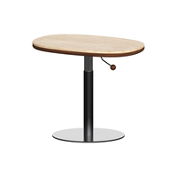 续写家具升降边桌几椭圆洞石岩板沙发边小茶几床边黑胡桃木小桌