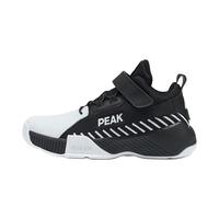 匹克(PEAK)儿童篮球鞋男童实战橡胶防滑耐磨春秋季运动鞋魔术贴运动鞋 黑色/大白 36