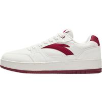 安踏（ANTA）板鞋男2023冬新厚底增高复古潮流运动鞋子男小白鞋 象牙白/绛红色-7 8.5(男42)