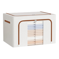 百草园牛津布艺收纳箱衣服棉被整理箱储物箱盒百纳箱88L米白1个装 【耐用牛津布隔潮无异味】88L*1