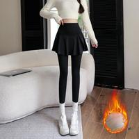 美人计 假两件打底裤女裤裙秋冬高腰收腹提臀外穿加绒加厚瑜伽裤鲨鱼裤