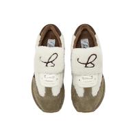 Bata 休闲鞋女2024冬通勤德训鞋运动毛毛鞋8031DDM4 卡其/白
