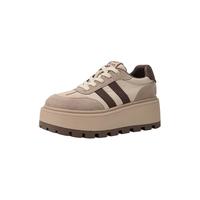 C.BANNER千百度厚底增高德训鞋女春季复古板鞋松糕底休闲运动鞋百搭 杏色/棕色 36