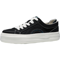 皓顿（HAUT TON）鞋子男低帮复古帆布鞋男款黑色休闲板鞋2024厚底滑板鞋 黑色 40 -适合运动鞋41码