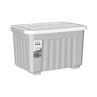 空间专家 SPACEXPERT透明条纹收纳箱塑料防尘带轮储物箱整理箱 38*28*22cm 灰色 20L