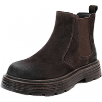 百丽（Belle）张凌赫同款男鞋休闲靴2025冬季新商场款切尔西靴加绒8WA01DD5 【张凌赫同款】棕色-单里 40 (250mm)